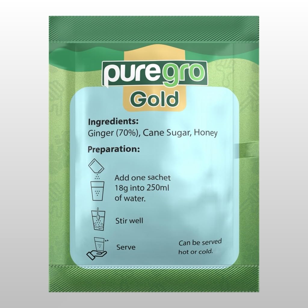 Puregro Instant Ginger Tea with Honey - 20 Sachets | Warming & Soothing Herbal Tea 5