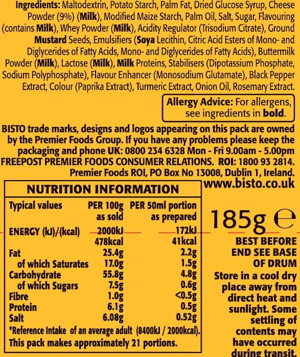 Bisto Thick & Creamy Cheese Sauce Mix - 185g Drum 3