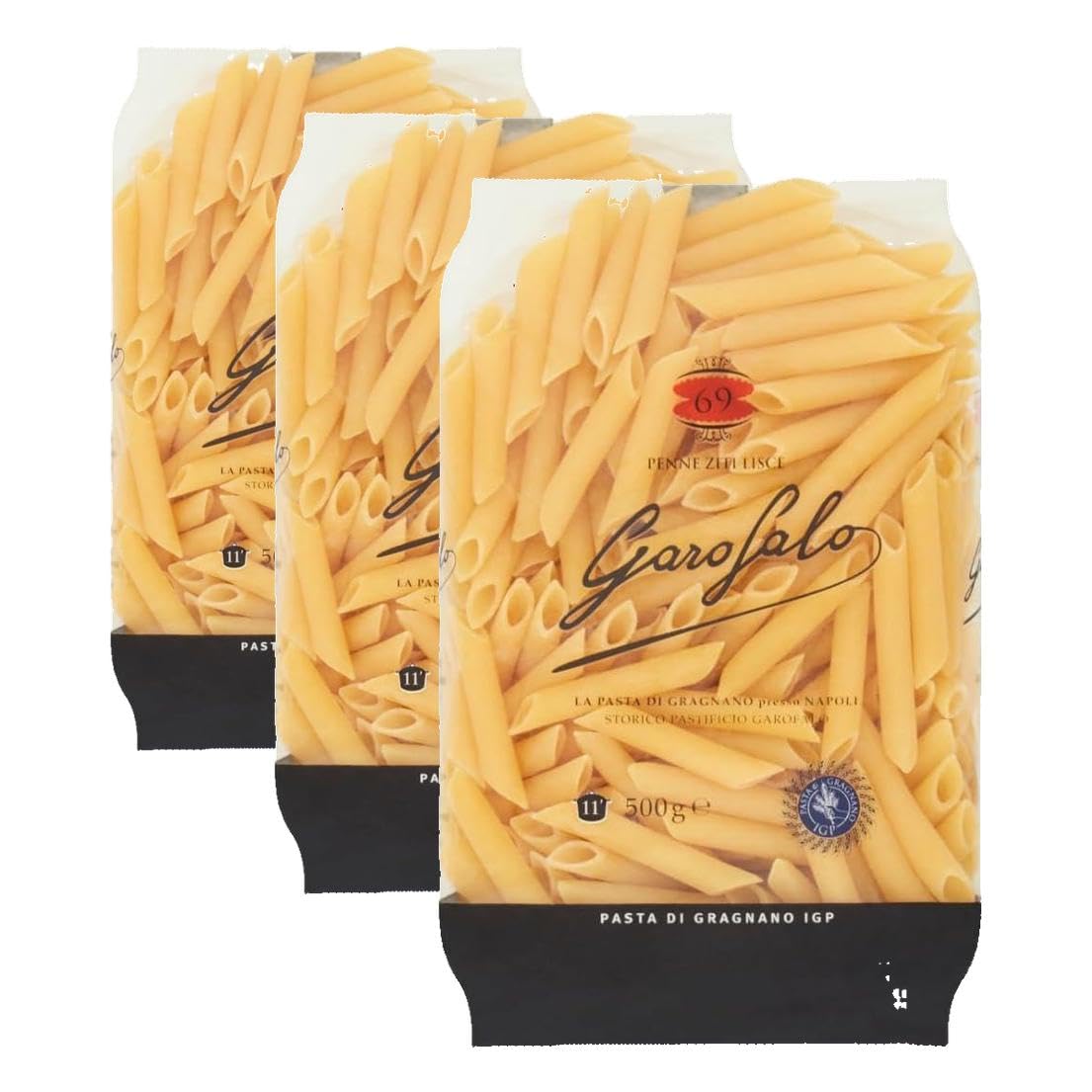 Garofalo Penne Ziti Lisce Pasta - 500g Pack of 3 | Made with Durum Wheat Semolina | Al Dente Texture
