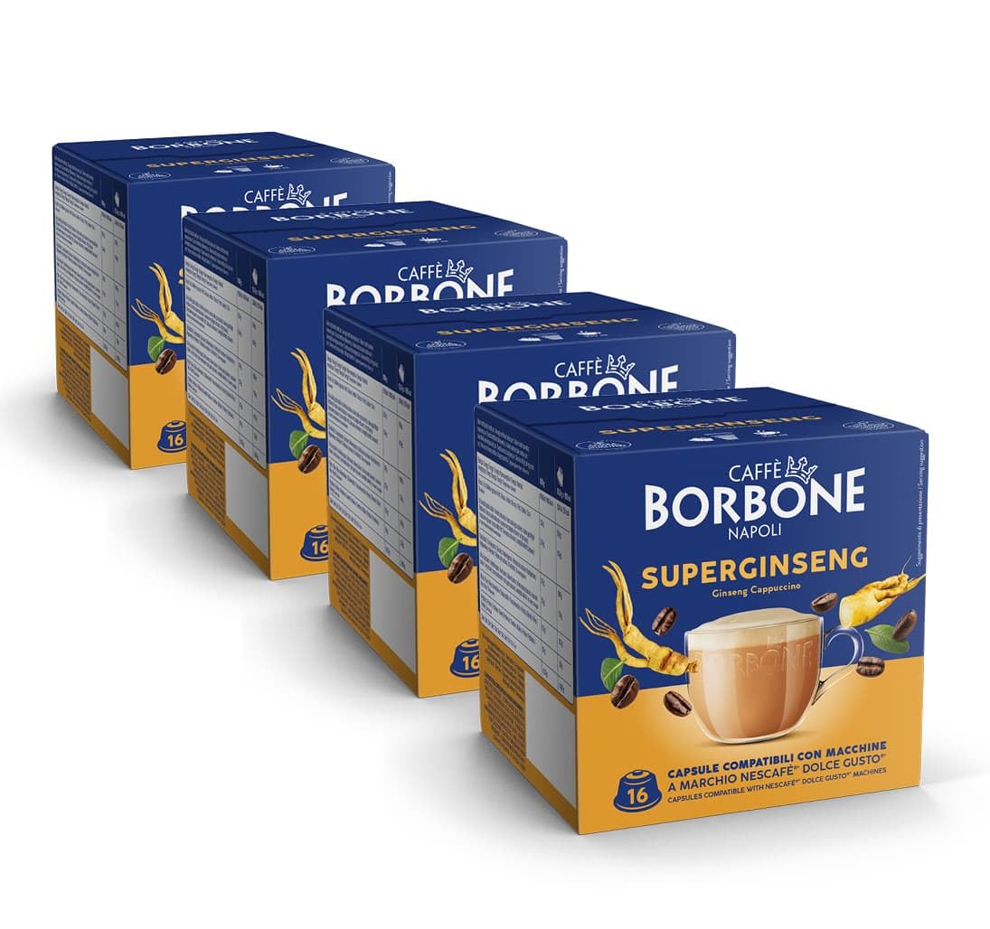 Caffè Borbone SuperGinseng Capsules - 64 Count | Dolce Gusto Compatible | Ginseng Coffee Blend