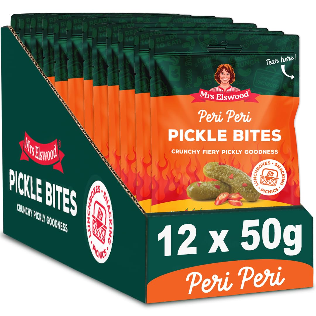 Mrs Elswood Peri Peri Pickle Bites - 50g Pouches (Pack of 12)