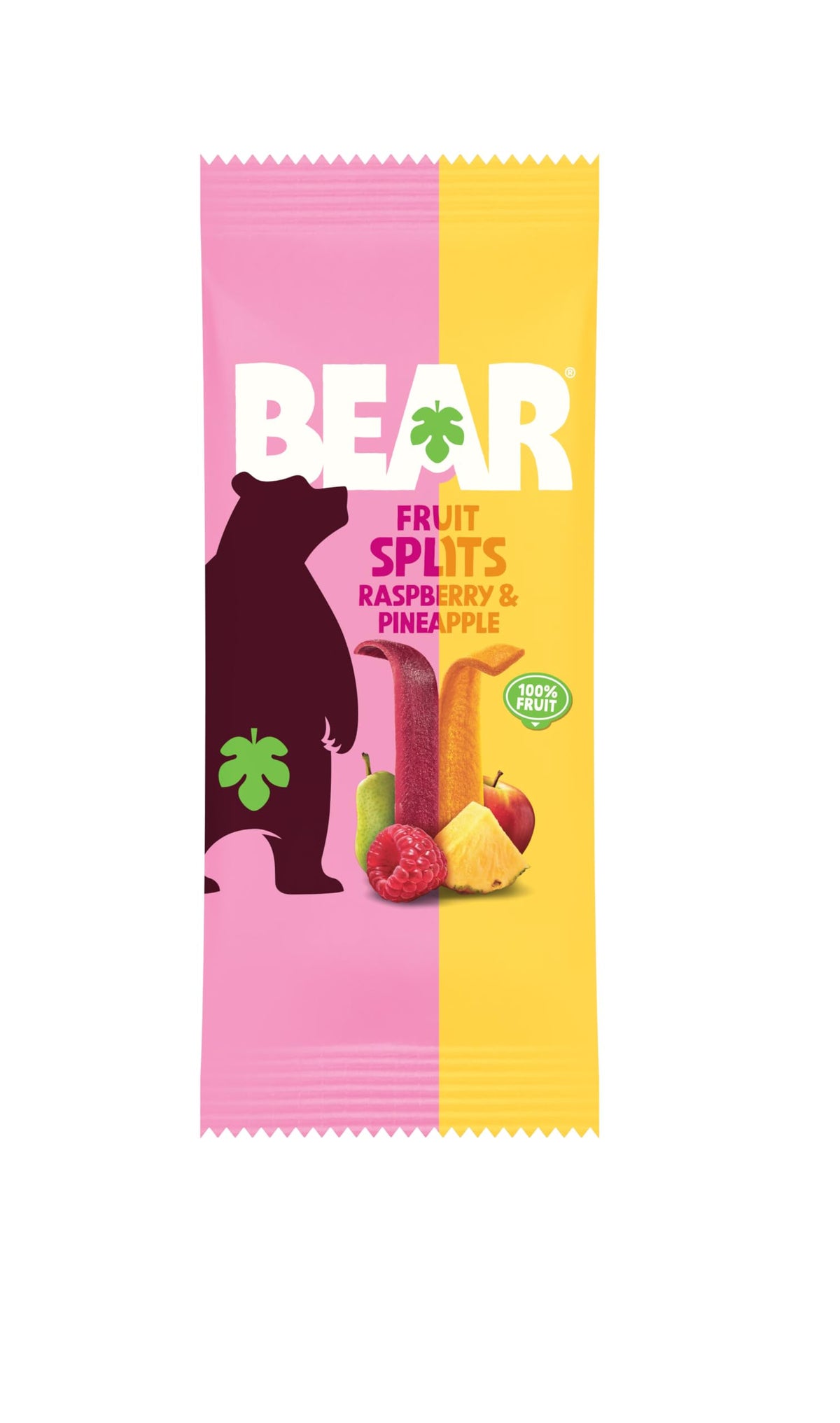 BEAR Fruit Splits Pineapple & Raspberry - 18 Pack | 100% Fruit | High Fibre 3