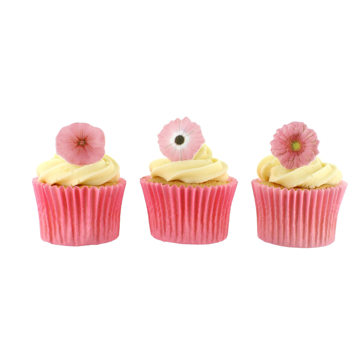 Culpitt Pink Flower Edible Cupcake Toppers - 32 Pack | Fondant Sugar Paste | 30mm Diameter 7