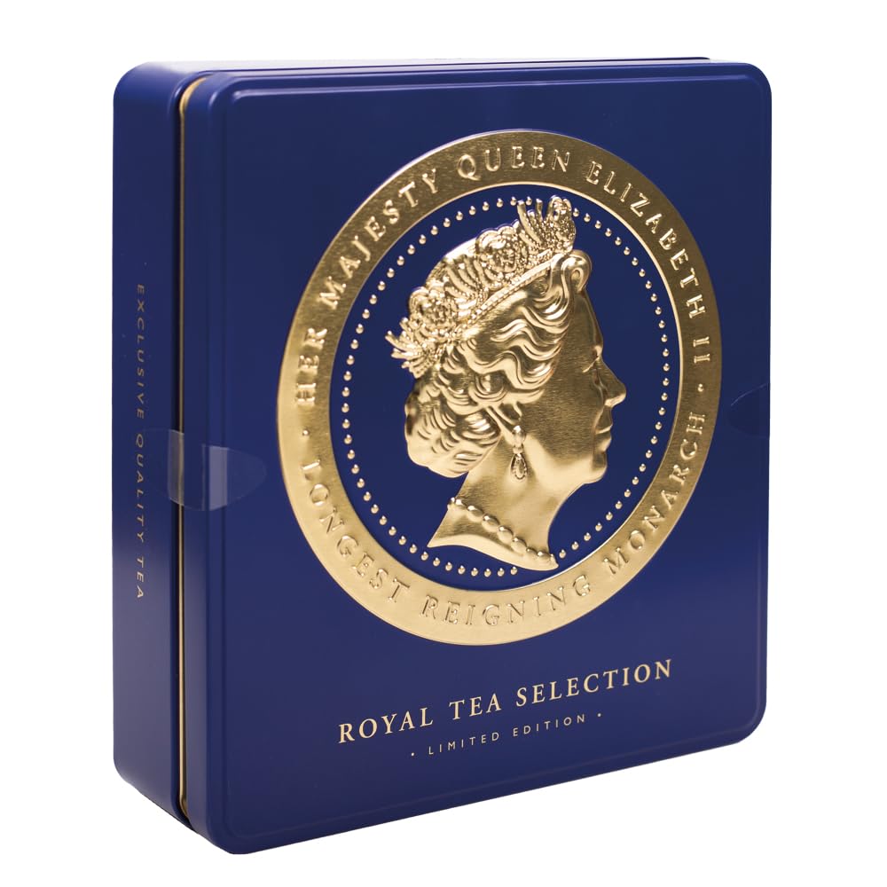 Ahmad Tea Royal Tea Selection Cameo Caddy - 32 Teabags | English Breakfast, Earl Grey, Peach & Passion Fruit, Green Tea Pure 3