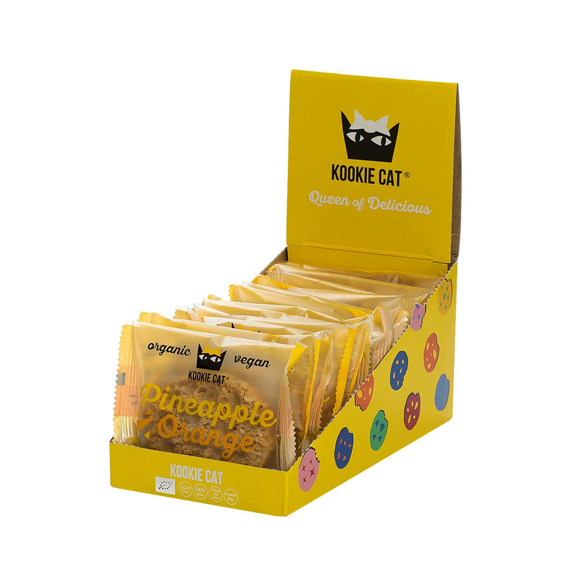 Kookie Cat Pineapple & Orange Vegan Cookies - 12 Pack, 50g Each