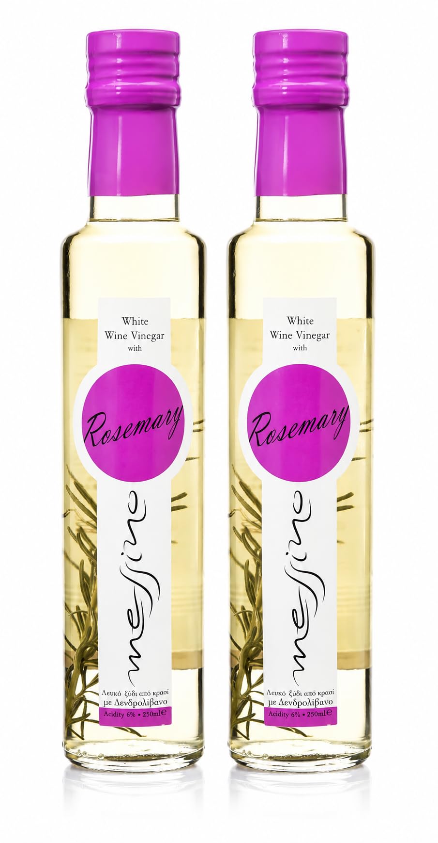 Messino Greek White Wine Vinegar with Rosemary - 2 x 250ml Bottles