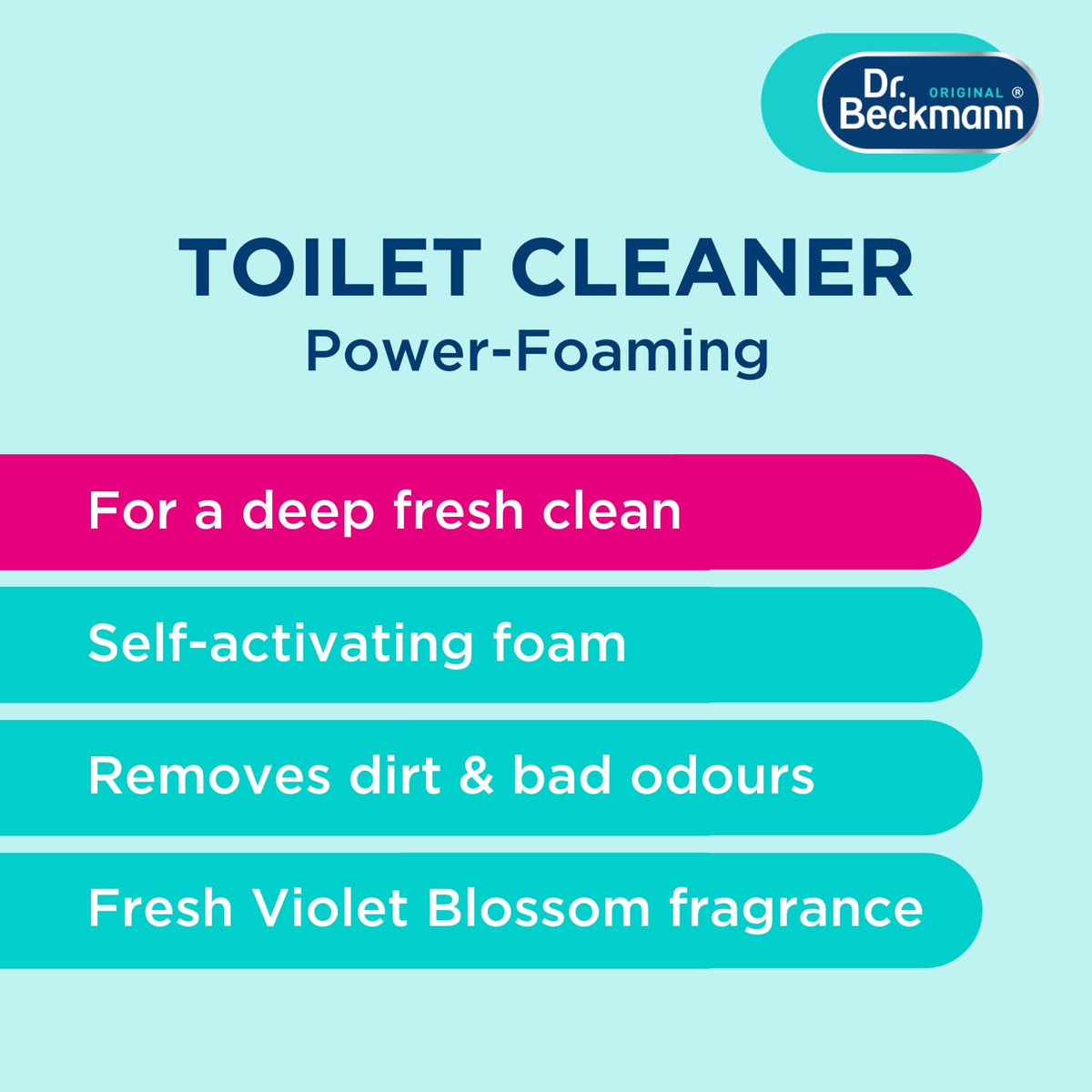 Dr. Beckmann Power-Foaming Toilet Cleaner - Deep Clean, Odor Removal, Limescale Prevention | Violet Blossom Scent | 2 x 300g 2