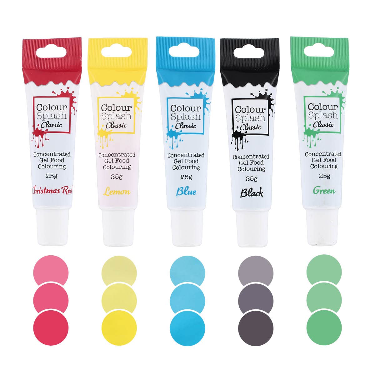 Colour Splash Food Colouring Gel Set - 5 Pack | Highly Concentrated | Easy-to-Use Tubes
