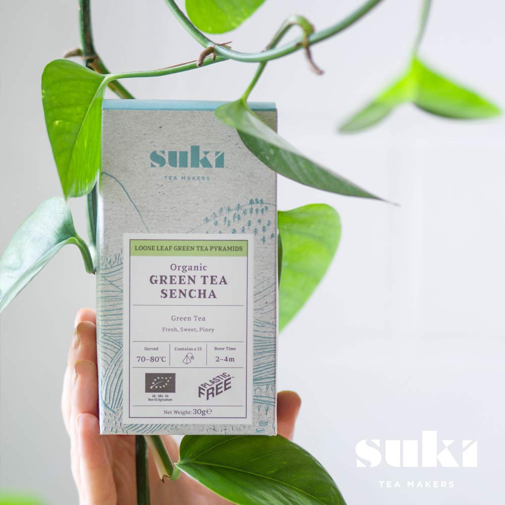 Suki Tea Organic Green Tea Sencha - 50 Pyramid Tea Bags | Antioxidant Properties | Eco-Friendly Packaging 3