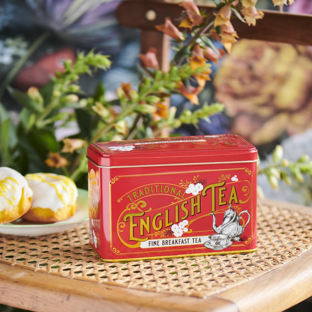 New English Teas Vintage Victorian Tea Tin - 40 English Breakfast Teabags | Red Tin | 80g 5