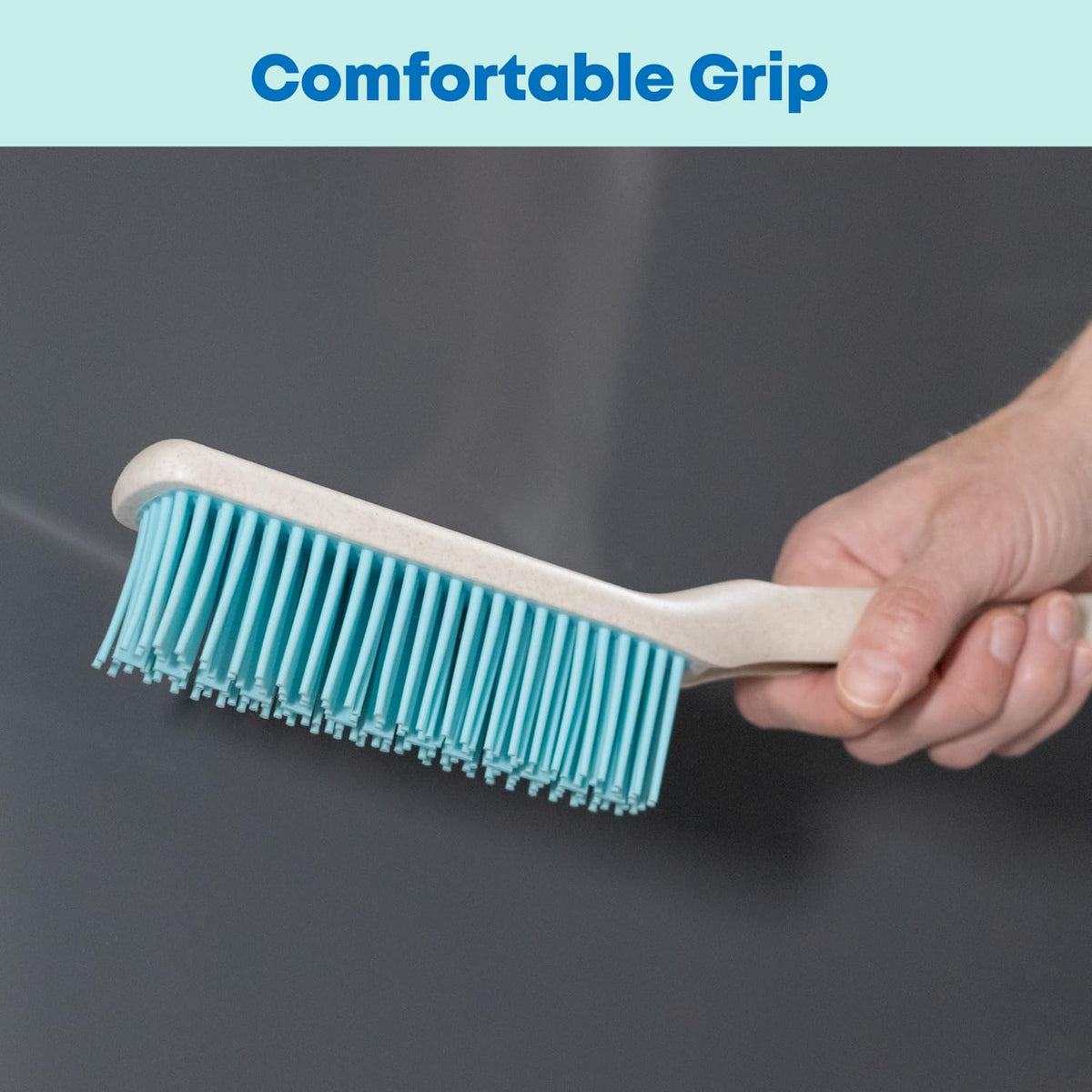JVL Pro Clean Anti-Bac Dustpan and Brush Set with Rubber Bristles | Antibacterial | Blue 3