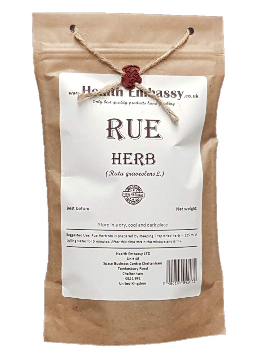 Health Embassy Rue Herb (Ruta graveolens L) - 100g Loose Leaves | Pure & GMO-Free | Herbal Tea
