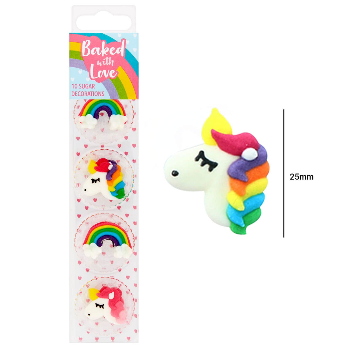 Culpitt Baked With Love Unicorn & Rainbow Edible Cake Toppers - Pack of 10 5