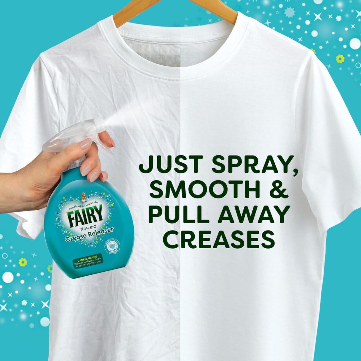 Fairy Non Bio Crease Releaser Spray - Removes Creases Without Ironing | 500 ml | Liquid 3