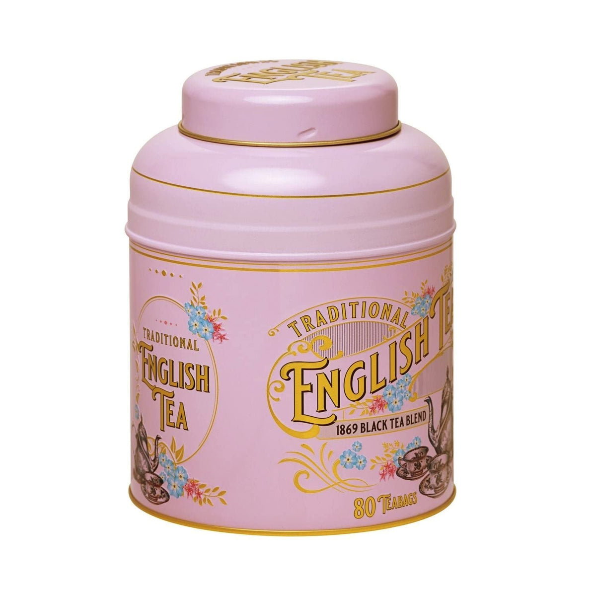 New English Teas Vintage Victorian Tea Tin with 80 Black Tea Bags - Pink 4