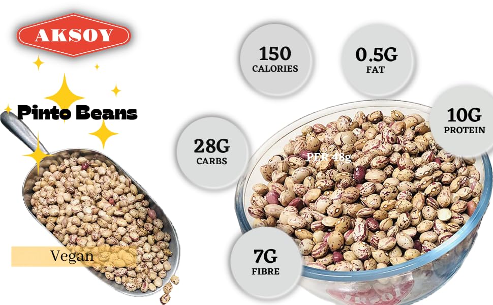 AKSOY Wholefoods Dried Pinto Beans - 1.25kg Bag | Rich in Protein & Fiber 7