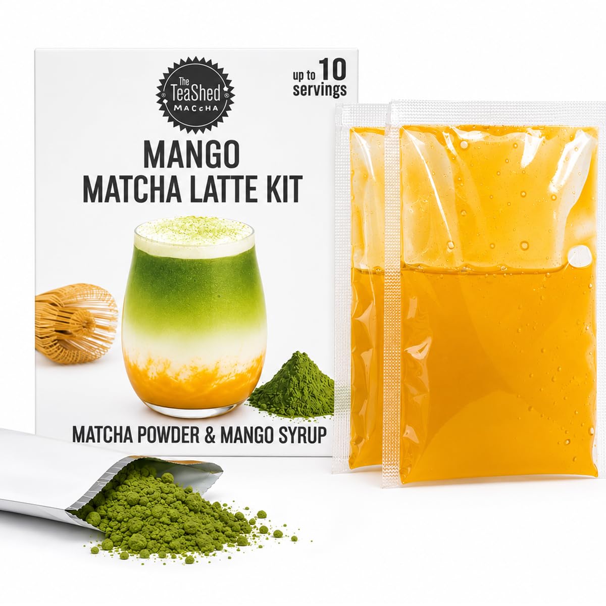 The TeaShed Mango Matcha Latte Kit - Makes 10 Drinks | 150g Pack