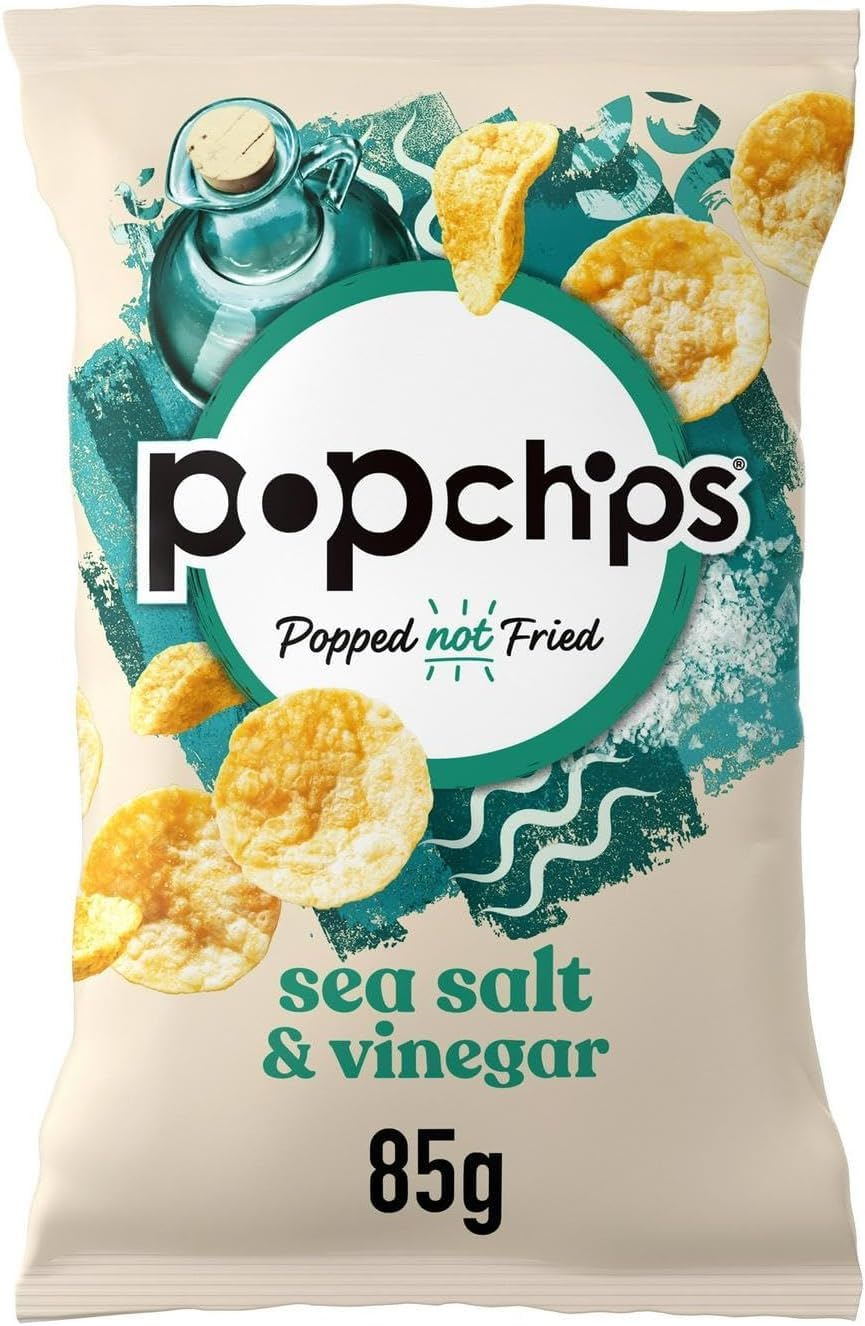 Popchips Sea Salt & Vinegar Popped Potato Chips - 8 x 85g Multipack