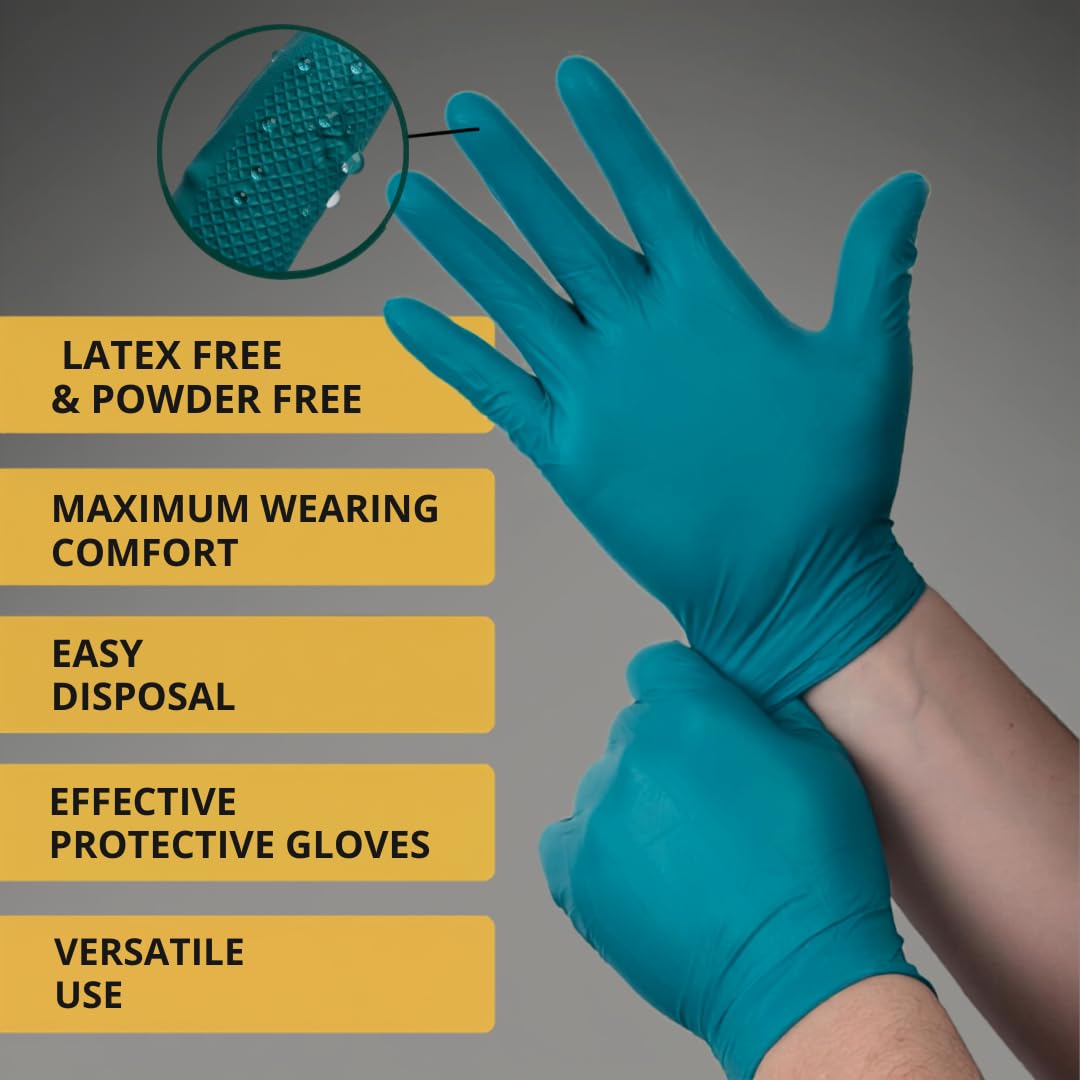 ABENA Green Nitrile Gloves - Latex-Free, Food Safe, High Protection | Size Small | Pack of 100