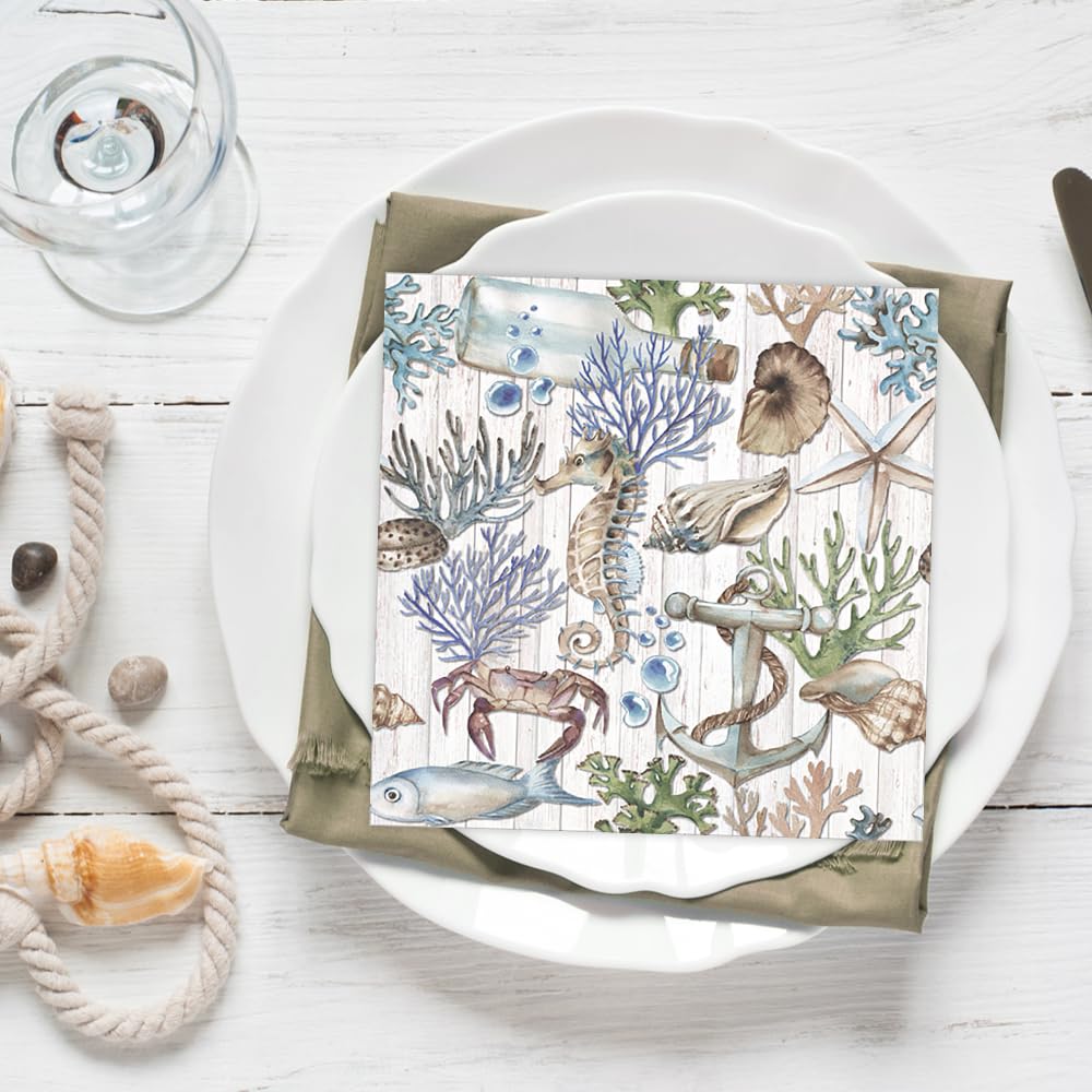 Anniversary House Sea Life Treasure Lunch Napkins - 3 Ply, Pack of 1 (20 Count) 3