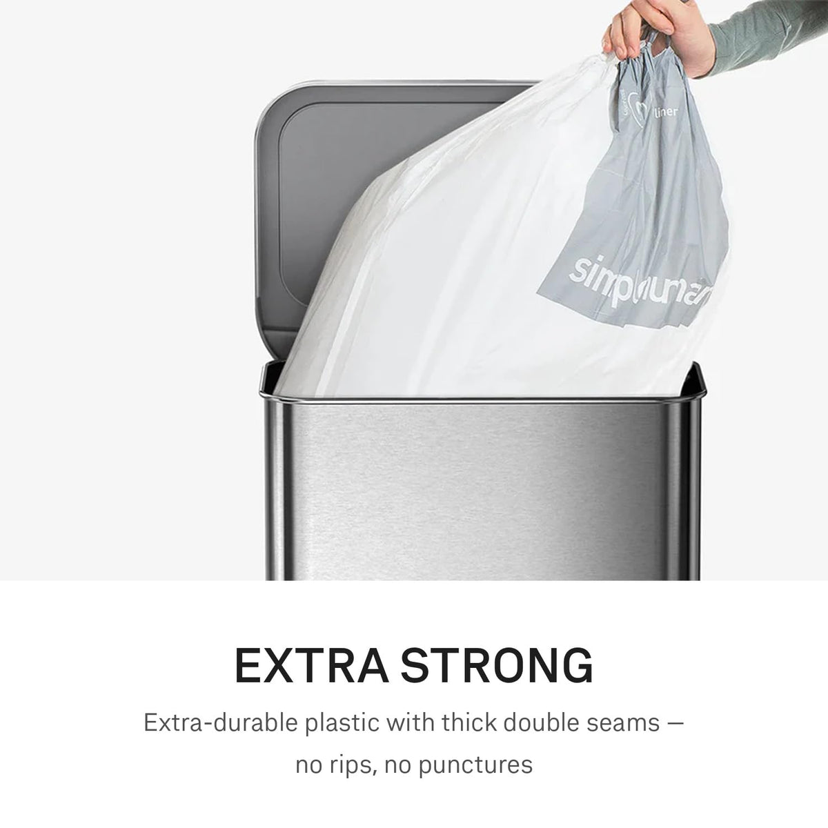 simplehuman Code E Custom Fit Bin Liners - 20 Litre Capacity, White Plastic, 60 Count (Pack of 3) 3