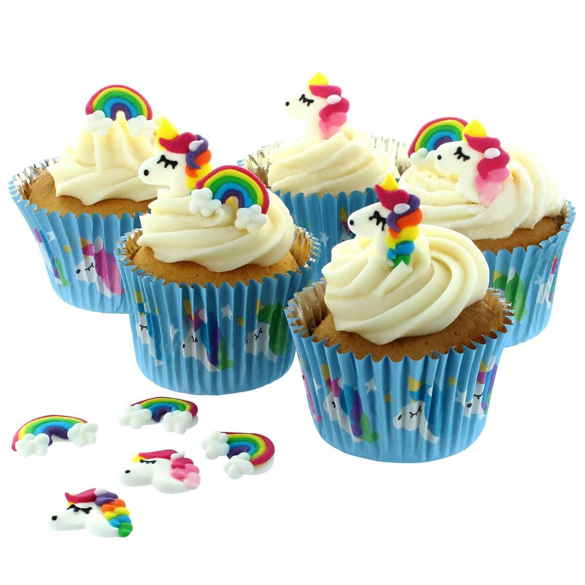 Culpitt Baked With Love Unicorn & Rainbow Edible Cake Toppers - Pack of 10 3