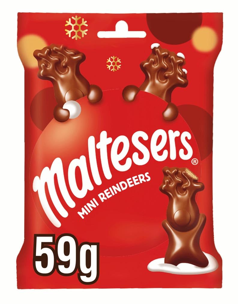 Maltesers Reindeer Chocolate Bar - Honeycomb Malt Filling | 59g | Christmas Edition