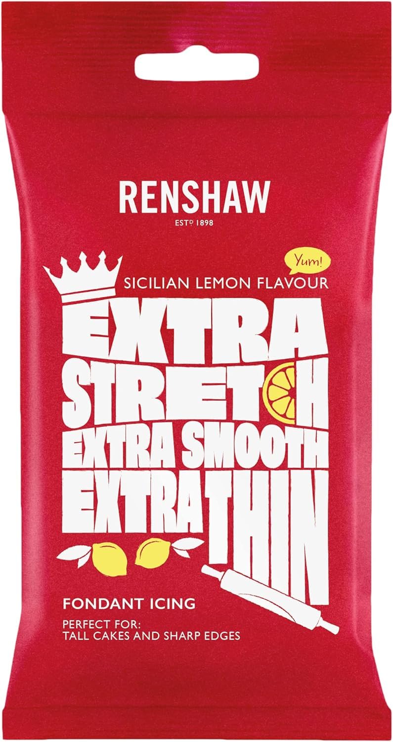 Renshaw Extra Sicilian Lemon Flavoured Fondant Icing - Extra Firm & Stretchy for Perfect Cake Coverage | 1 kg