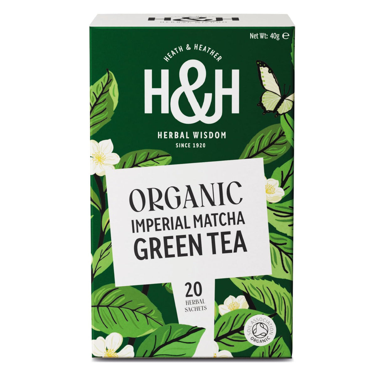 Heath & Heather Organic Imperial Matcha Green Tea - 20 Teabags | Antioxidant Support, Energy Boost