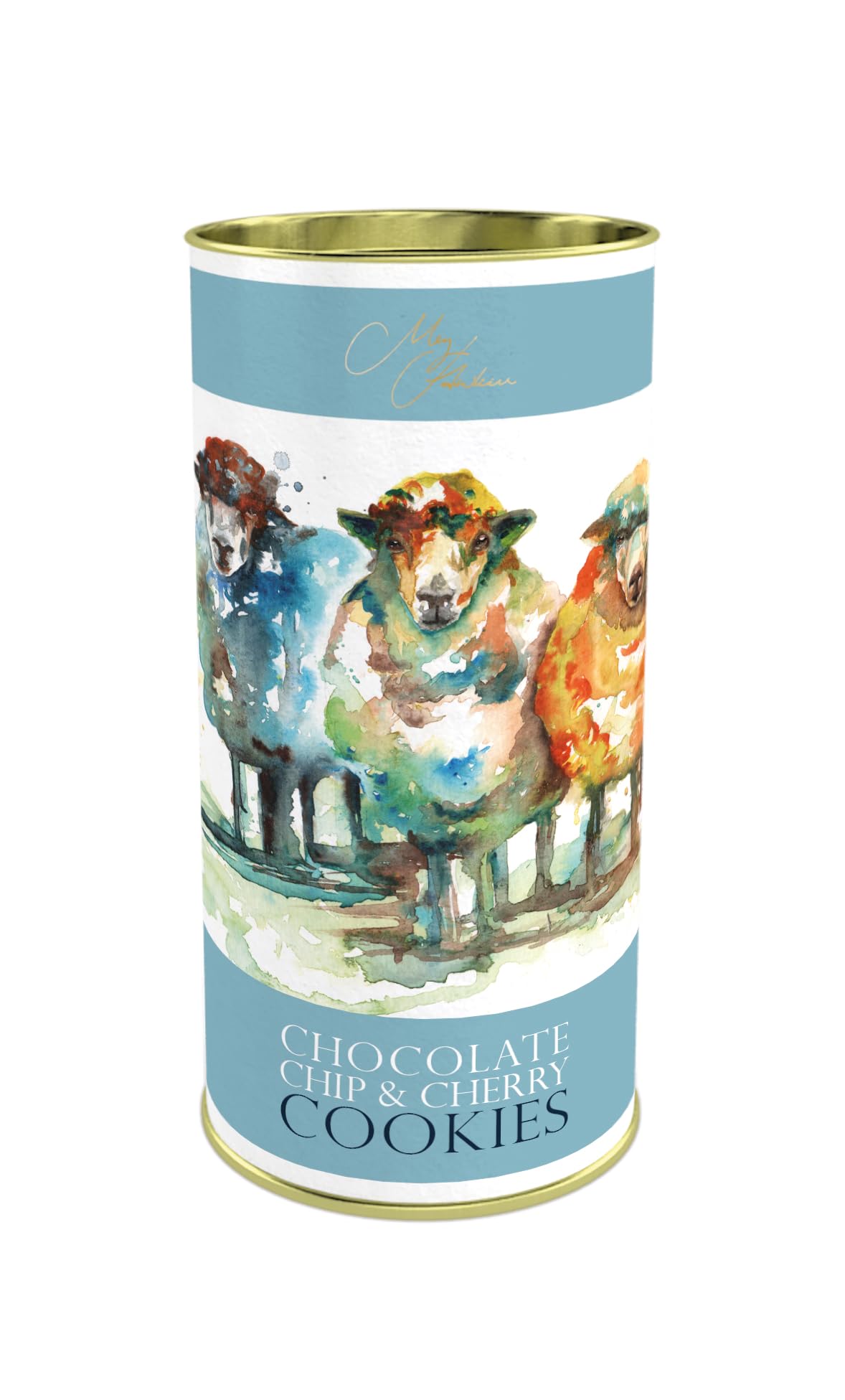 Meg Hawkins Chocolate Chip & Cherry Cookies - 160g Drum | Sheep Design | Perfect Gift