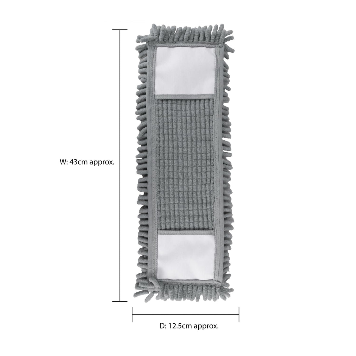 JVL Chenille Mop Replacement Pad - Machine Washable Microfibre Refill | Pack of 2 | Grey 8