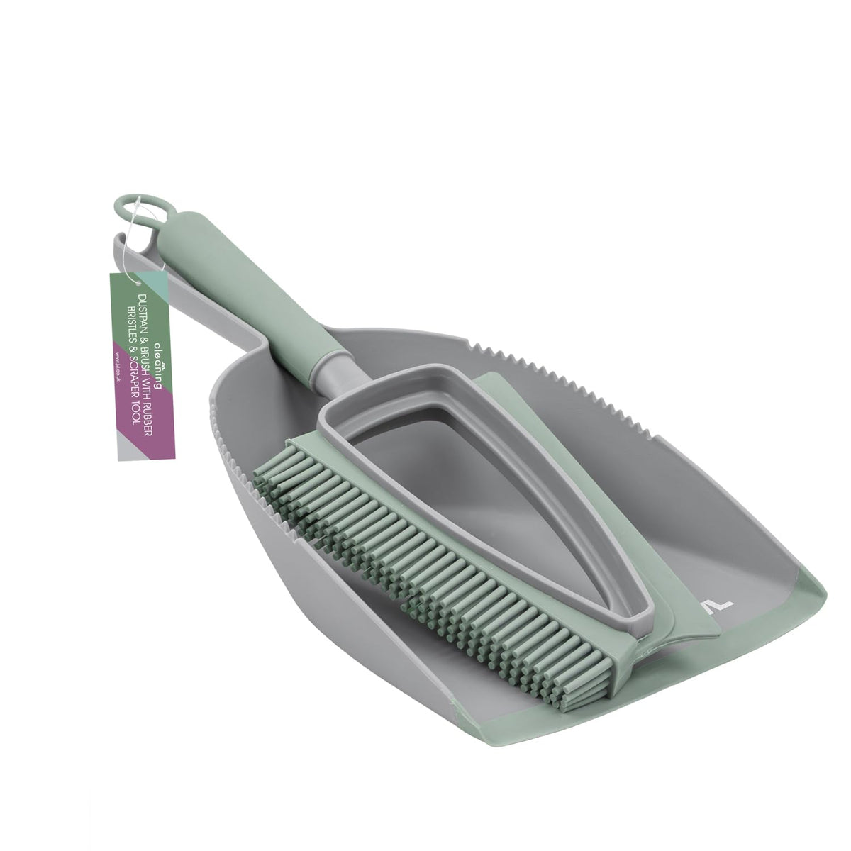 JVL Rubber Dustpan and Brush Set - Handheld Floor Sweeper with Rubber Bristles
