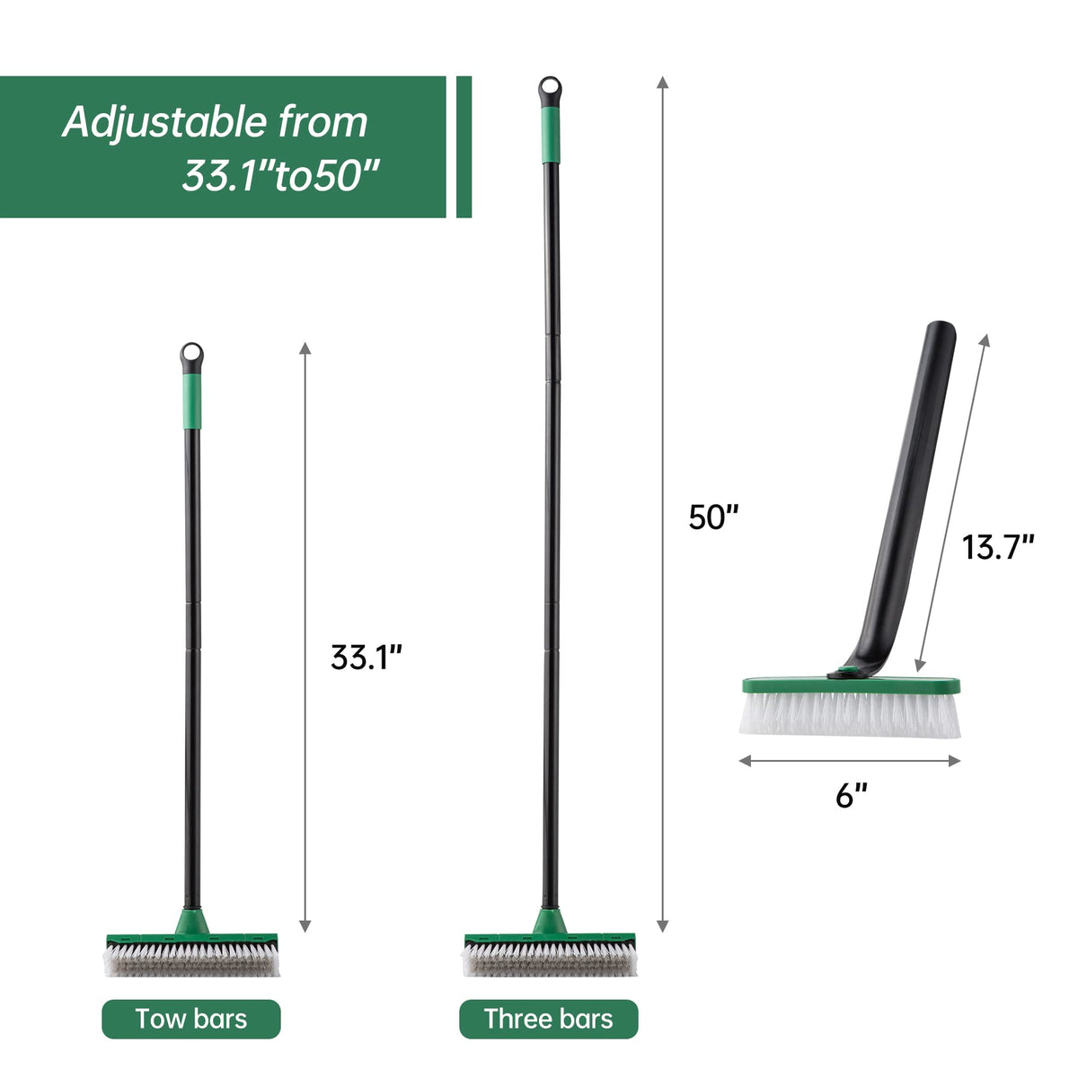 Eyliden Bathroom Cleaning Brush - 2 Pack with Long Adjustable Handle & Scraper | Green 5