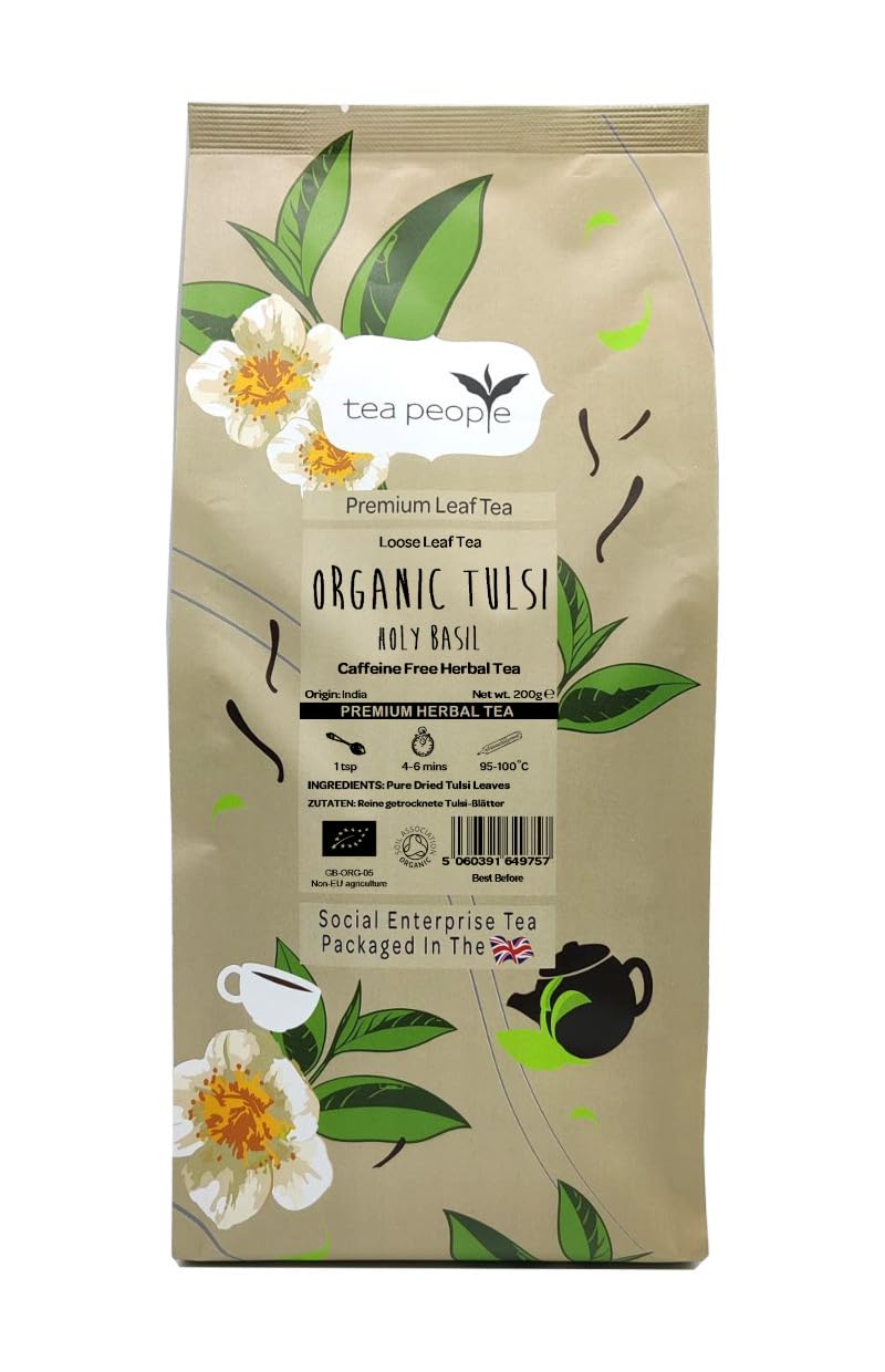 Tea People Organic Tulsi Holy Basil Loose Leaf Herbal Tea - 200g