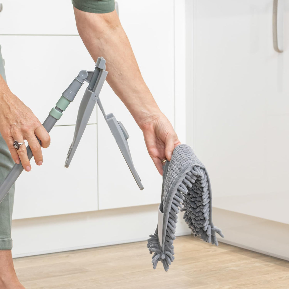JVL Chenille Mop Replacement Pad - Machine Washable Microfibre Refill | Pack of 2 | Grey 7