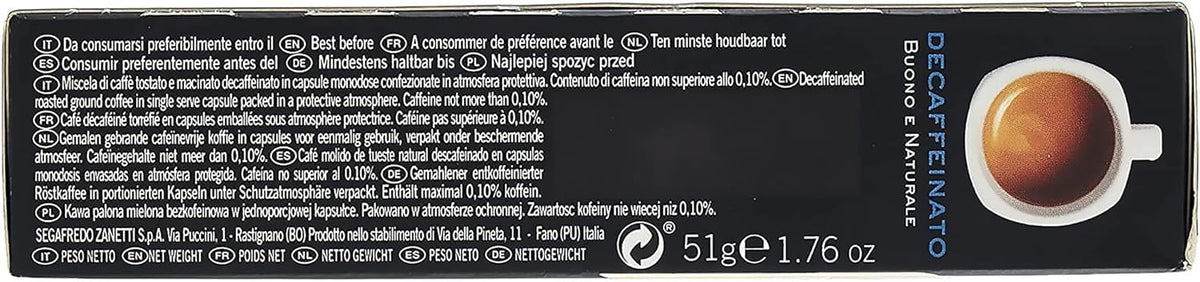 Segafredo Zanetti Aluminum Line Decaffeinated Capsules - Intensity 7 Medium Roast | 10 Count 4