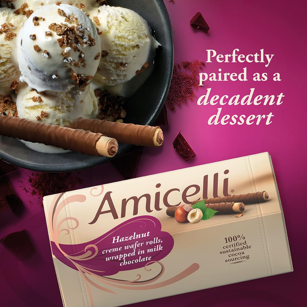 Amicelli Original Hazelnut Crème Wafer Rolls - 600g Pack of 3 5