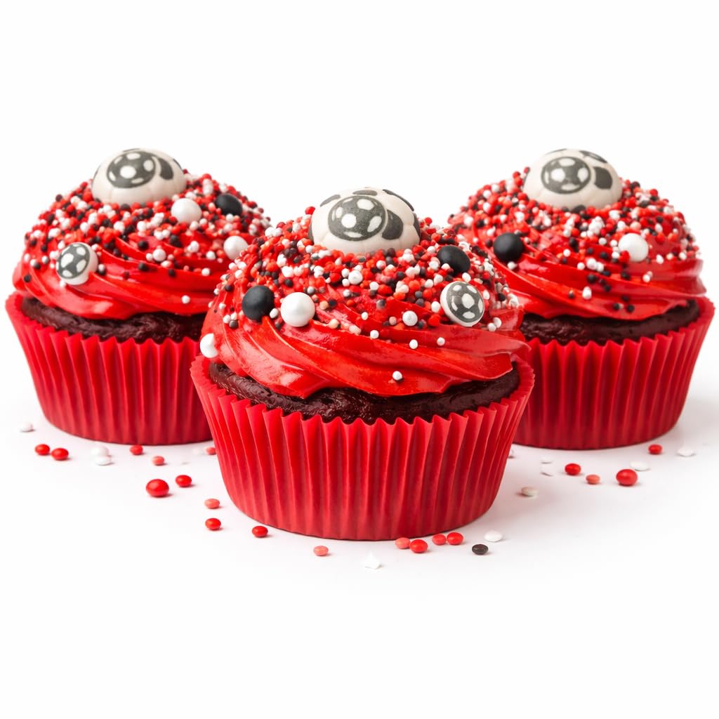 Happy Sprinkles Red Football Party Mix - Edible Cake Toppers | 90g 3