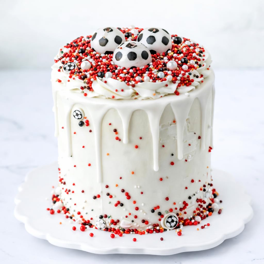 Happy Sprinkles Red Football Party Mix - Edible Cake Toppers | 90g