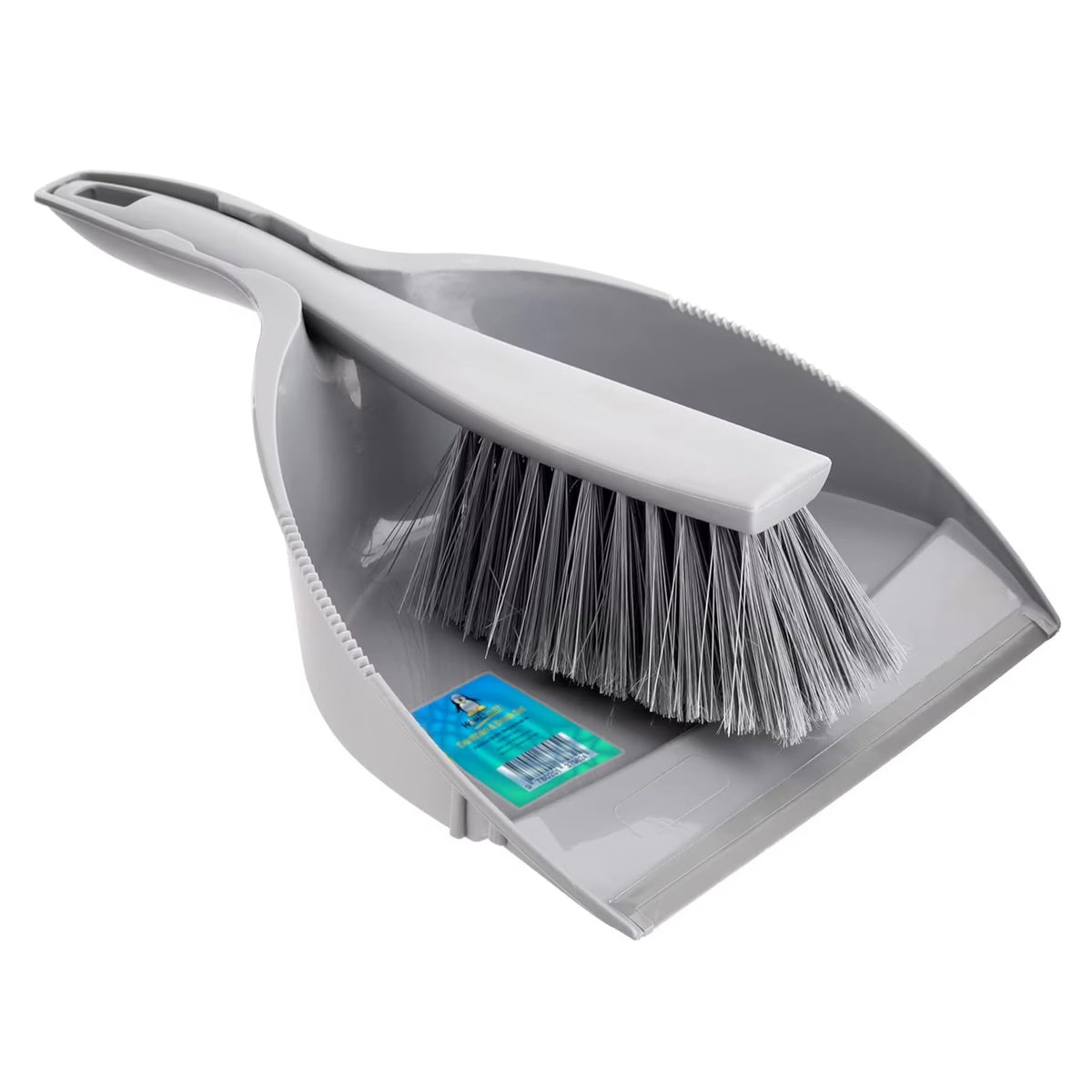HomeSmith Dustpan & Brush Set - Made in Italy, Large Capacity Dustpan with Serrated Edge, Grey