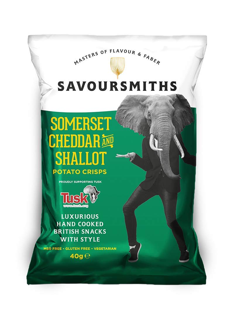 SAVOURSMITHS Somerset Cheddar and Shallot Crisps - 40g Bags (Pack of 7)