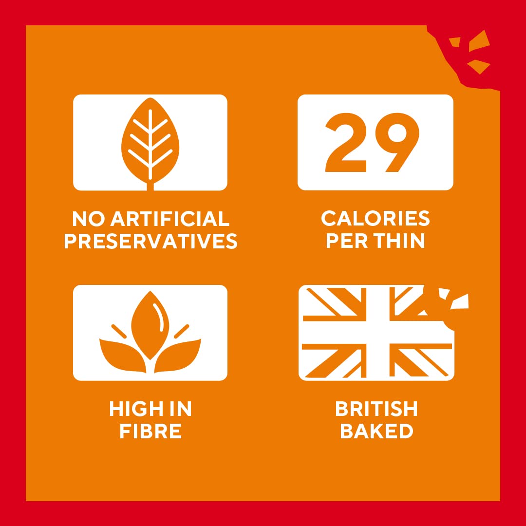 Ryvita Multiseed Thins - High Fibre Snack | 6 x 125g Packs