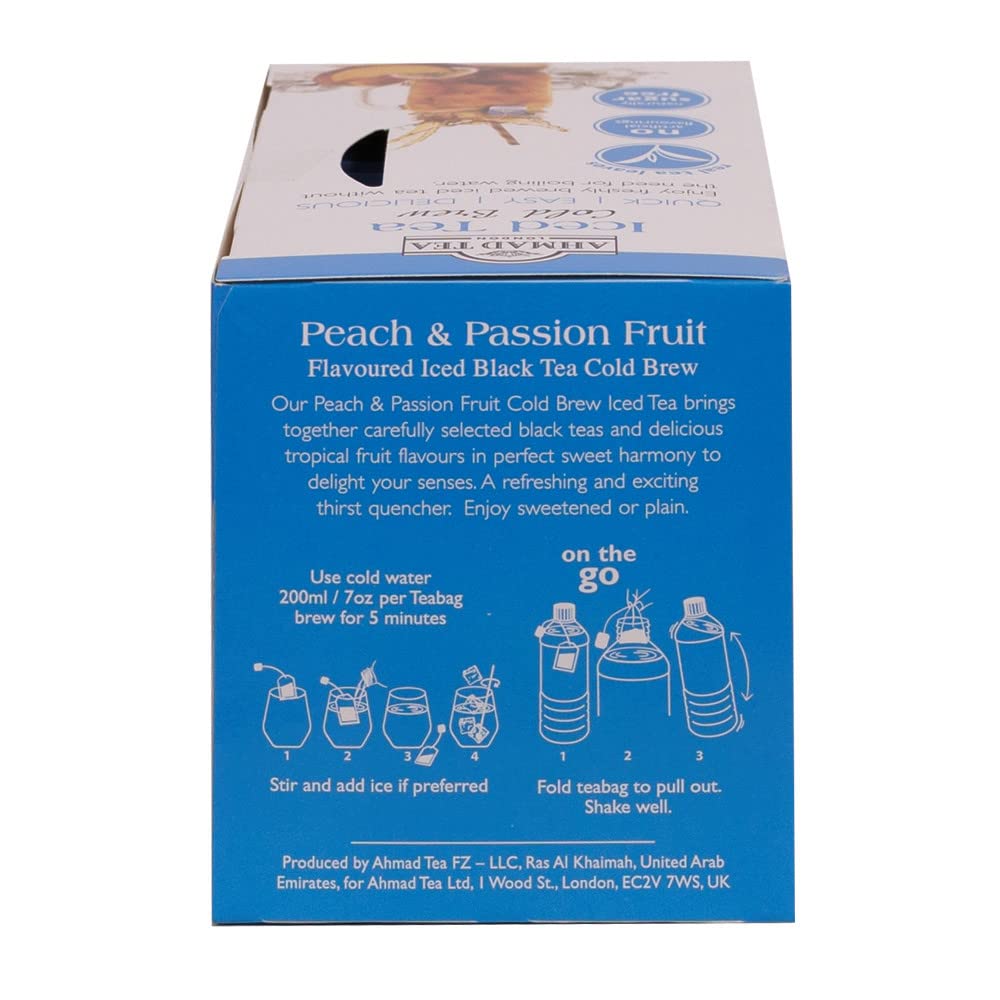 Ahmad Tea Peach & Passion Fruit Cold Brew Black Tea - 20 Teabags (Pack of 5) 6