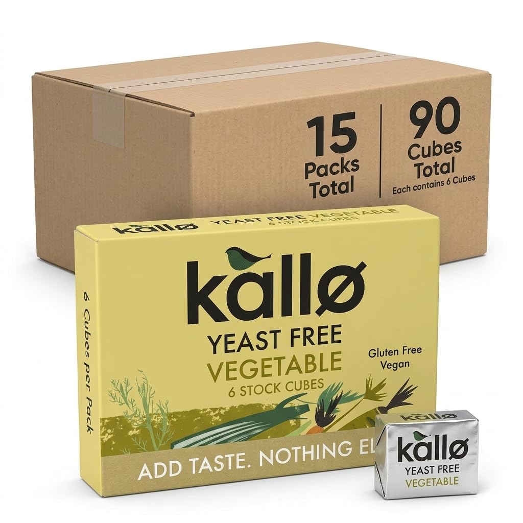 Kallo Yeast-Free Vegetable Stock Cubes - Gluten Free, Vegan, Coeliac Friendly | 90 Cubes | 66g