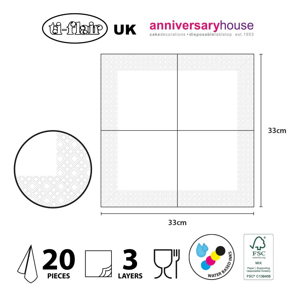 Anniversary House Tiflair Yellow Lemons Lunch Napkins - 3-Ply Paper, 13" x 13", 20 Count 6