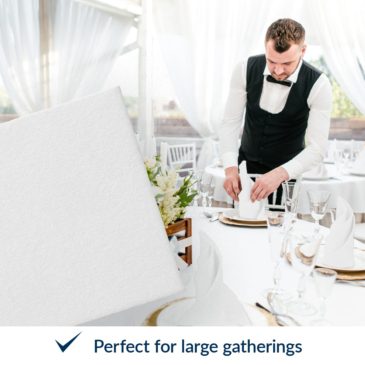 PAW Decor Collection Airlaid Napkins - 40 x 40 cm, 50 Pack, White 6