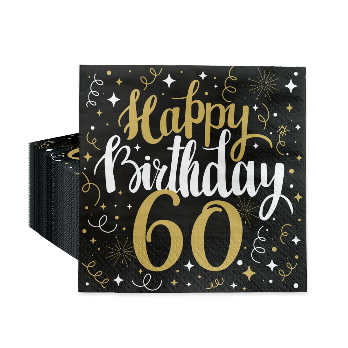 PAW Decor Collection Paper Napkins - Gold Birthday 60 Design | 33 x 33 cm | 20 Pack 1