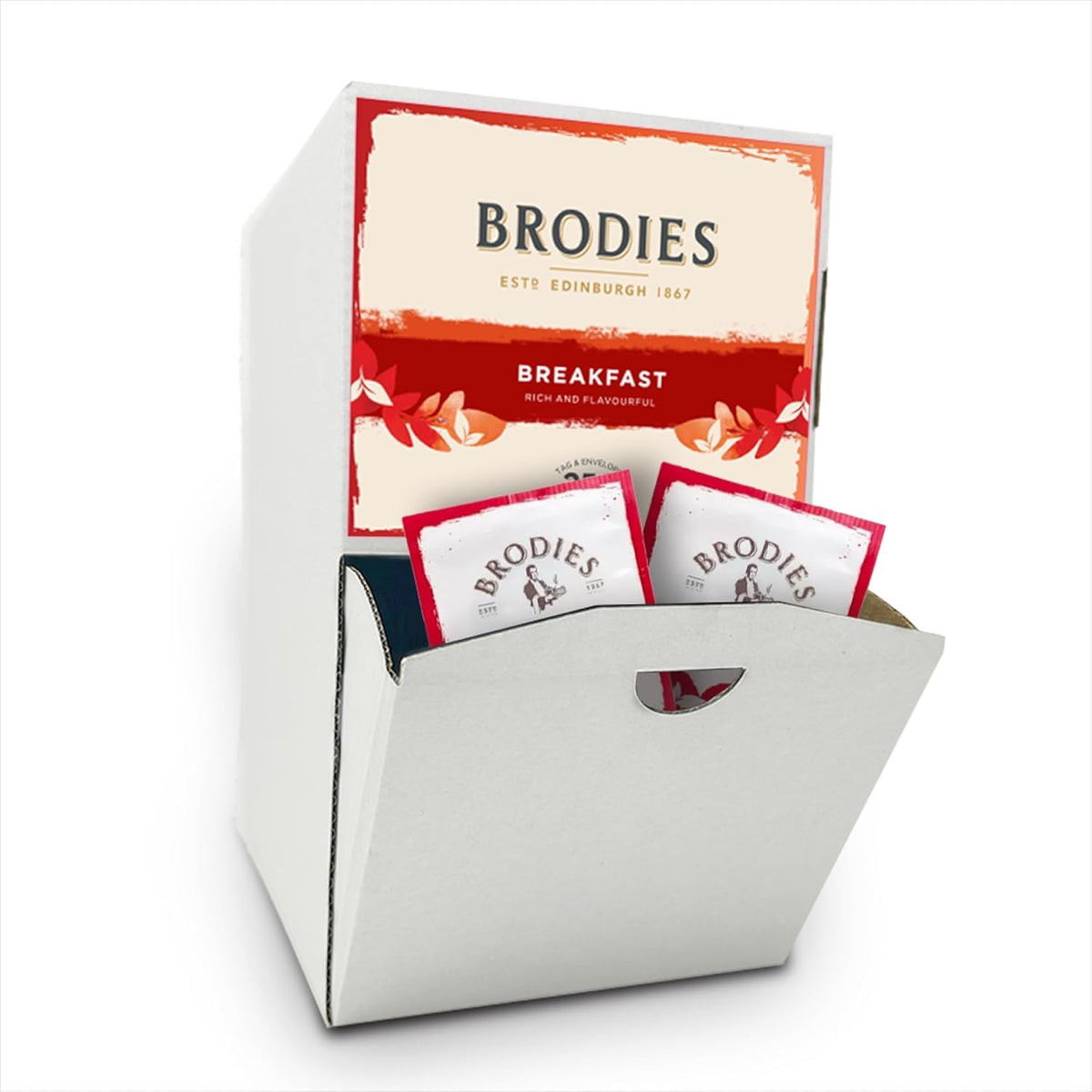 Brodies Breakfast Tea - 250 Tag & Envelope Teabags | Rich Blend | Eco-Friendly Dispenser Box