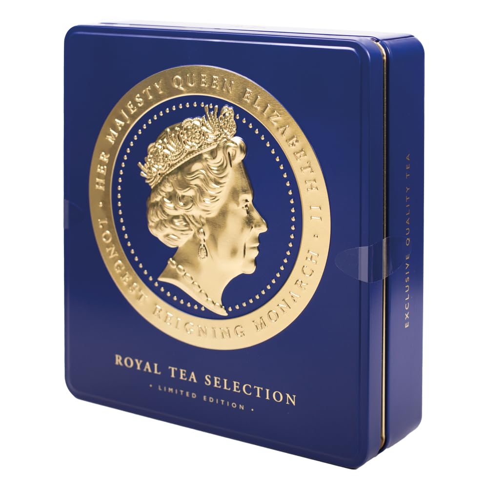 Ahmad Tea Royal Tea Selection Cameo Caddy - 32 Teabags | English Breakfast, Earl Grey, Peach & Passion Fruit, Green Tea Pure 5