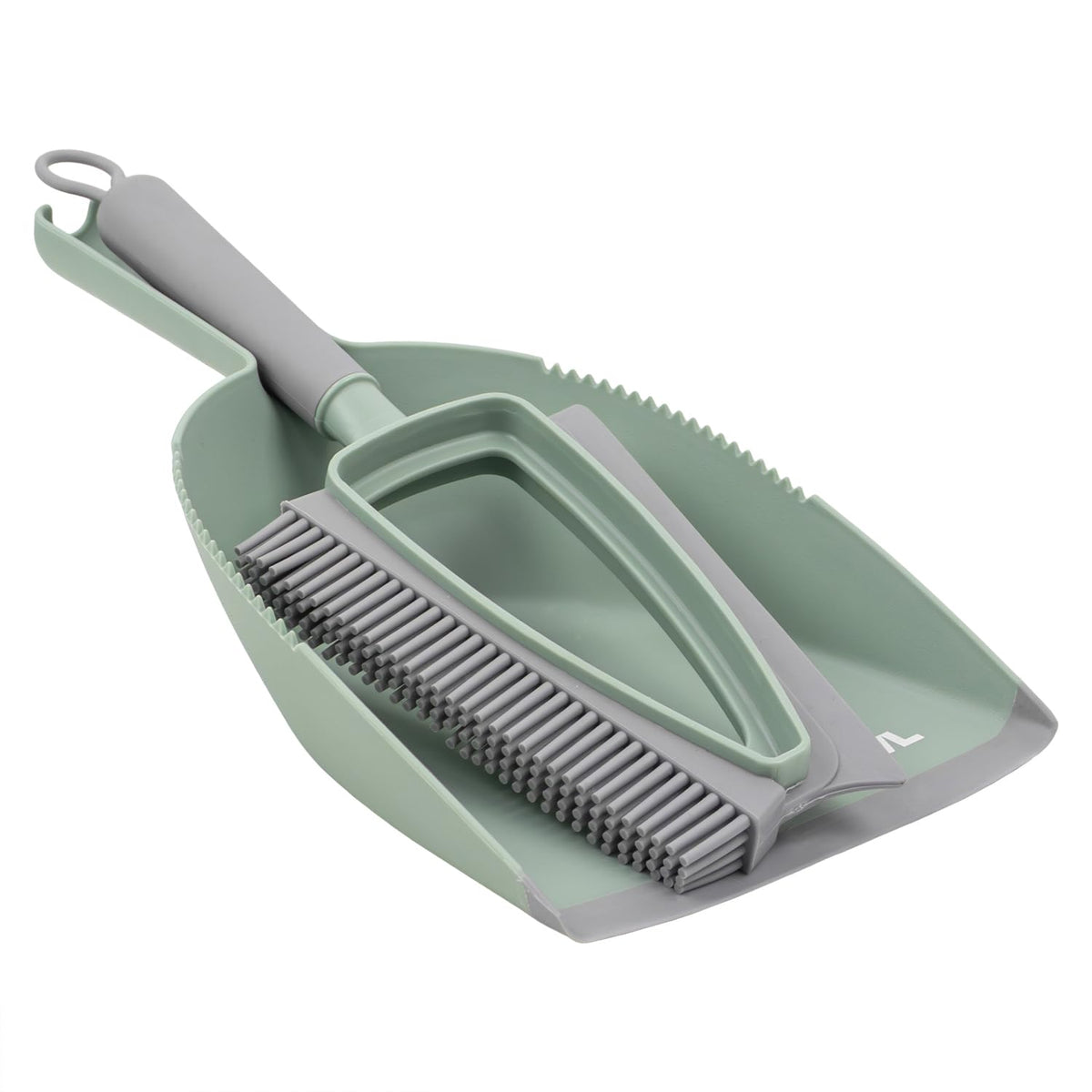 JVL Rubber Dustpan and Brush - Handheld Floor Sweeper with Rubber Bristles | Green | Includes Dustpan and Brush